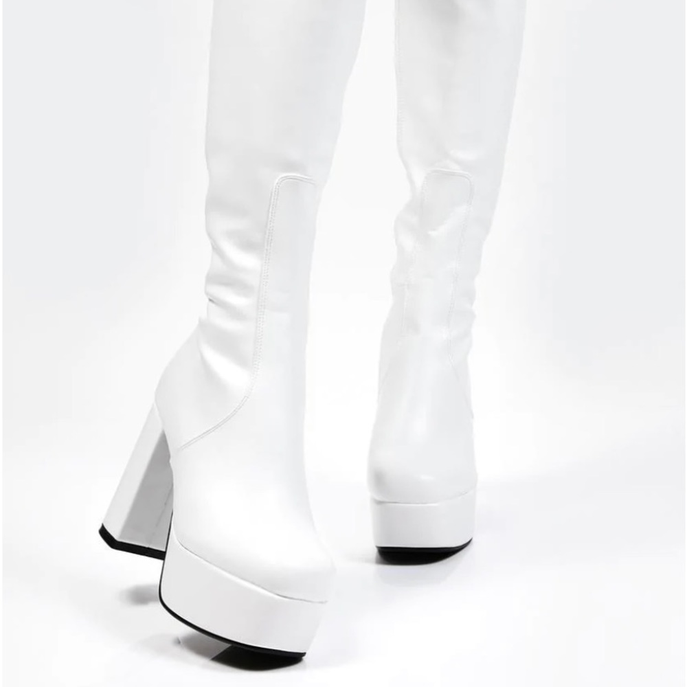 Lamoda White Whatta Showdown Knee High Boots